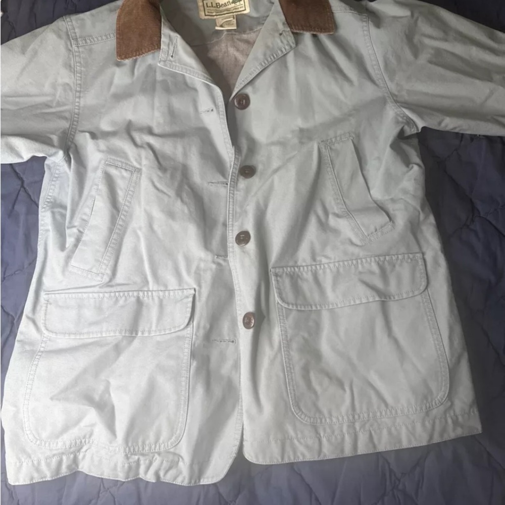vintage LL BEAN CHORE FIELD COAT JACKET L CANVAS CORDUROY 90s 00s FADED